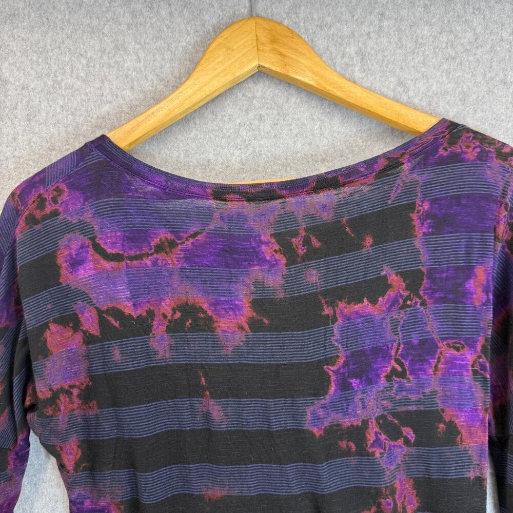 Ecco Clothing Womens Black Purple Tie Dye Layered‎ Blouse Shirt Long Sleeve XS - Picture 8 of 11